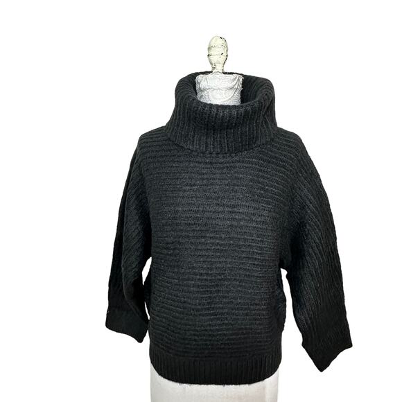 Leith Ribbed Turtle Neck Drop Shoulder Sweater Black Women Small NWT Boxy - Picture 1 of 8
